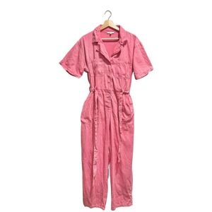 Skies Are Blue Pink Cotton Short Sleeve Jumpsuit Romper